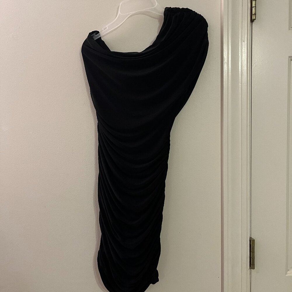 Naked Wardrobe Single Shoulder Black Mini Dress, Size M